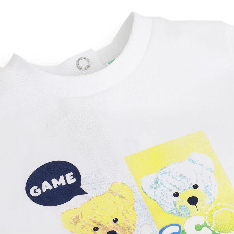 Boys White Printed Short Sleeve T-Shirt image number null